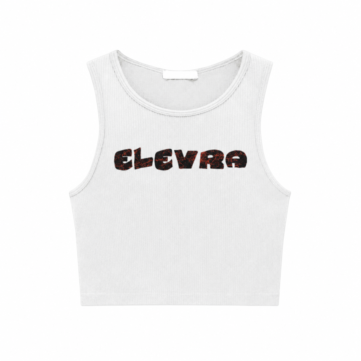 Elevra Block Logo crop top on white background