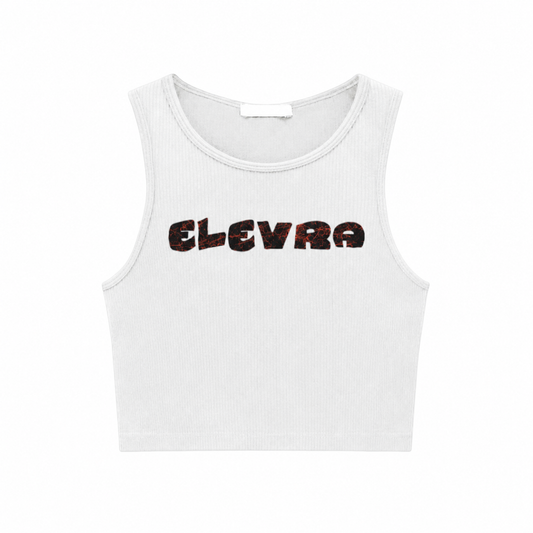 Elevra Block Logo crop top on white background