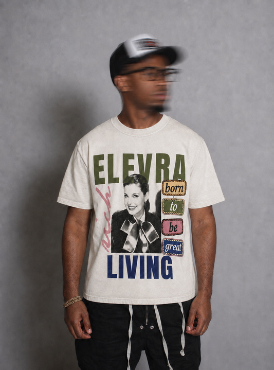 Model wearing the Born To Be Great tee without necklace