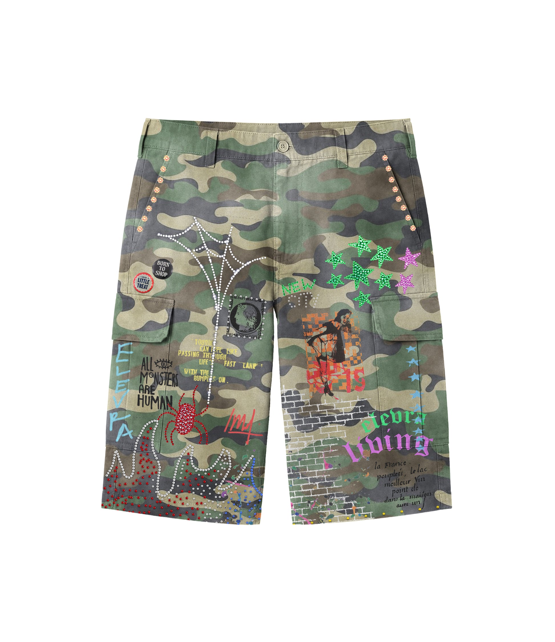 Elevra camo graphic cargo shorts