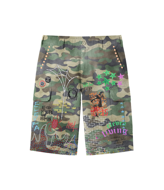 Elevra camo graphic cargo shorts