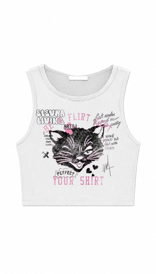 Elevra Flirt With Chaos Cat Crop Top