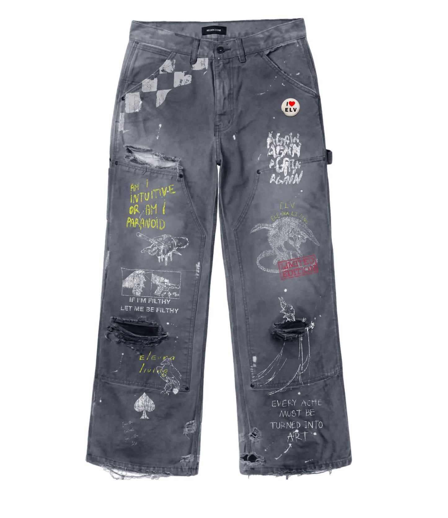 Elevra distressed graphic jeans