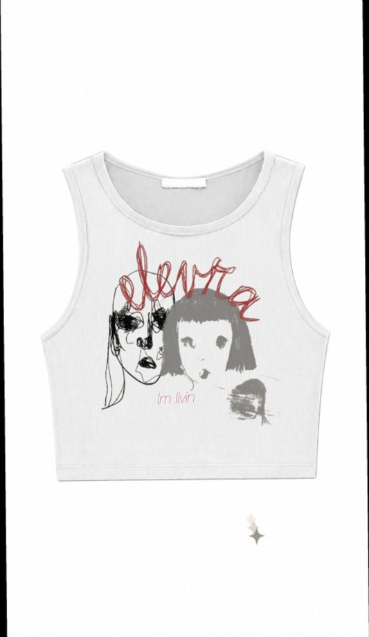 Elevra I'm Livin Faces Crop Top