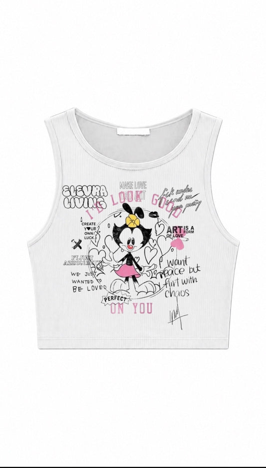 Elevra Living Good Cartoon Crop Top