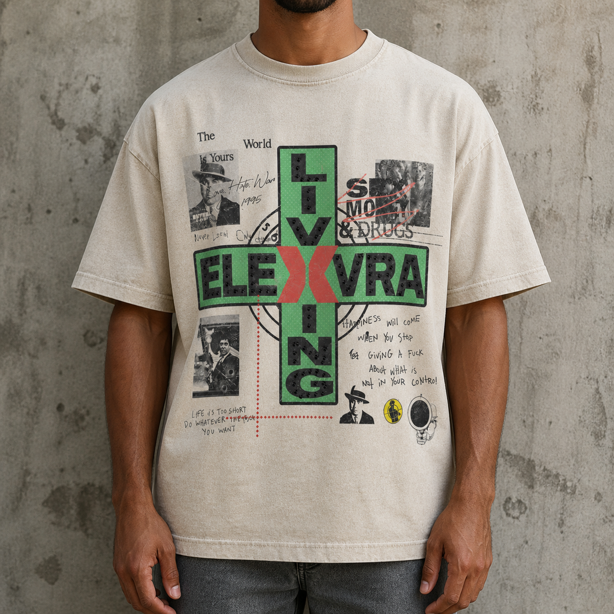 Model wearing the Elevra Skell Tee